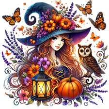 Wall Decal Sticker Halloween Moon Witch Wall Sticker 18X18cm Large