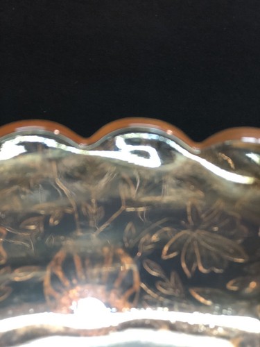 Jeannette Depression Glass Louisa Iridescent Fluorogold Little Gold Scalloped - Picture 5 of 6