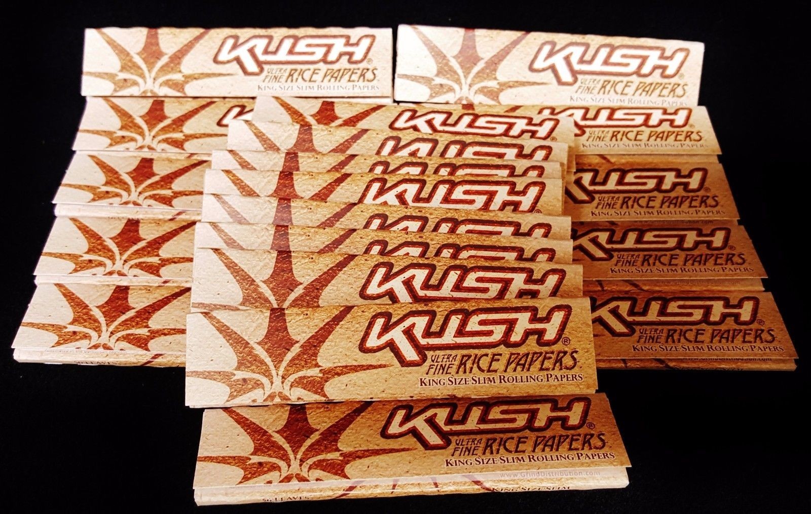 25 Packs KUSH Ultra Fine Rice King Size Slim Rolling Papers Free Ship