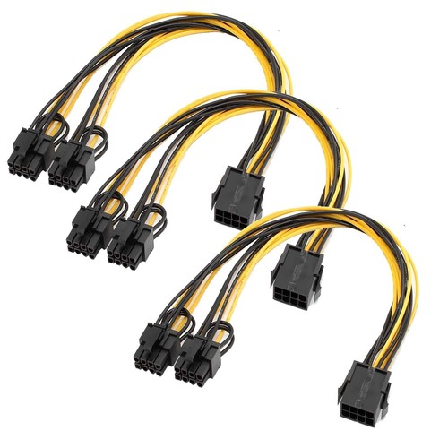 3 Pack PCIe 8 Pin (6+2) Female to Dual PCIe 2 X 8 Pin (6+2) Male Power Adapter