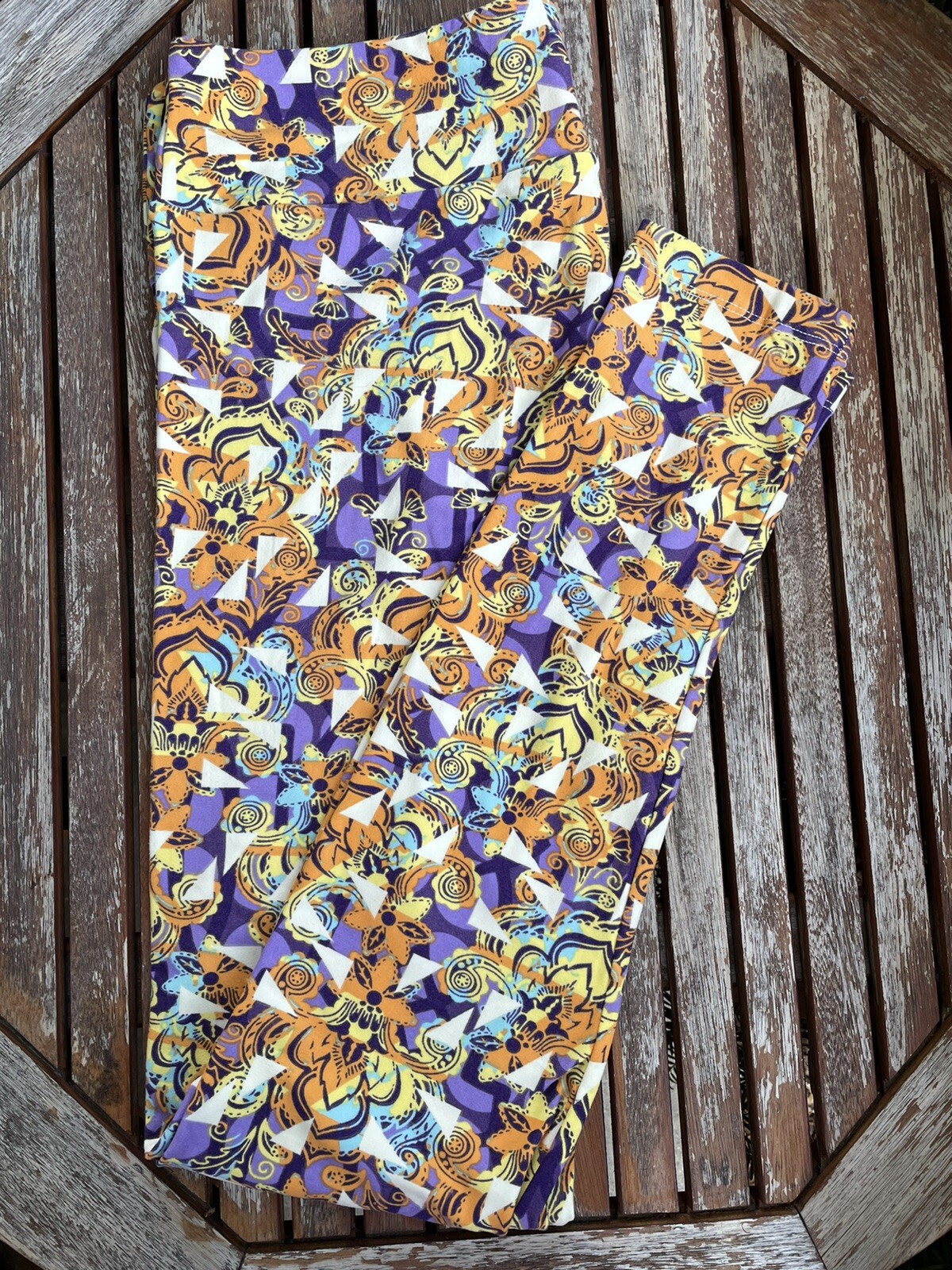 ALTRA leggings lularoe alti e curvy TC nuovi viola arancione giallo e bianco.