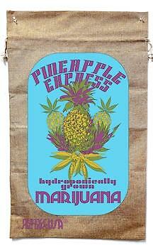 PINEAPPLE EXPRESS BURLAP  BAG weed  pot leaf psychedelic #020 