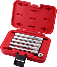 6PCS 3/8-Inch Drive Deep Metric Socket Set 6PT 8-10-11-12-14MM W 1/4-Inch Adapte