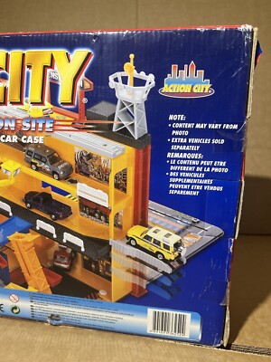 REALTOY Action City Toy Construction Site Play Set & Car Case New