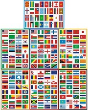 224 Pcs World Flag Stickers for School Journal Scrapbook Planner Passport