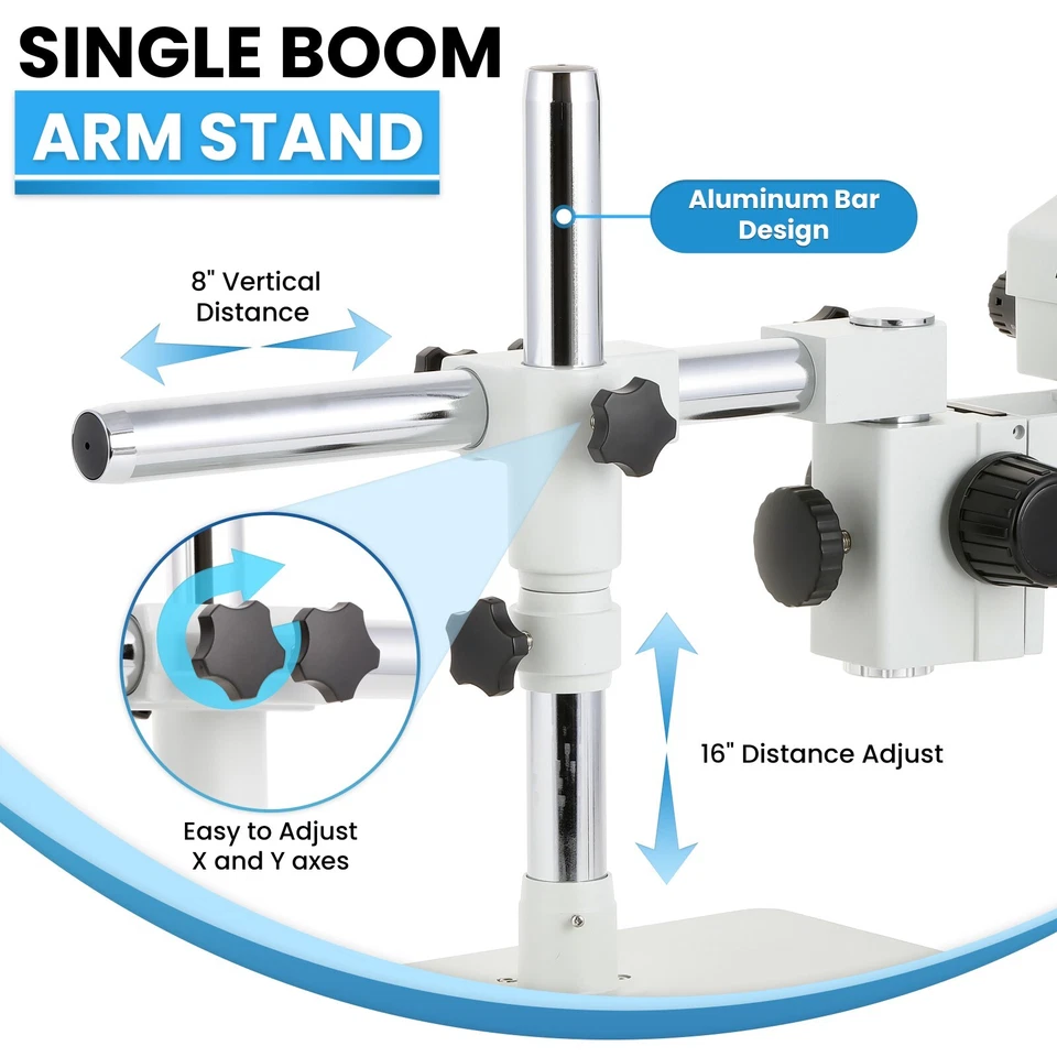 Microscopio con zoom estéreo trinocular AmScope 3,5X-90X en soporte de brazo único Foto 2 de 4