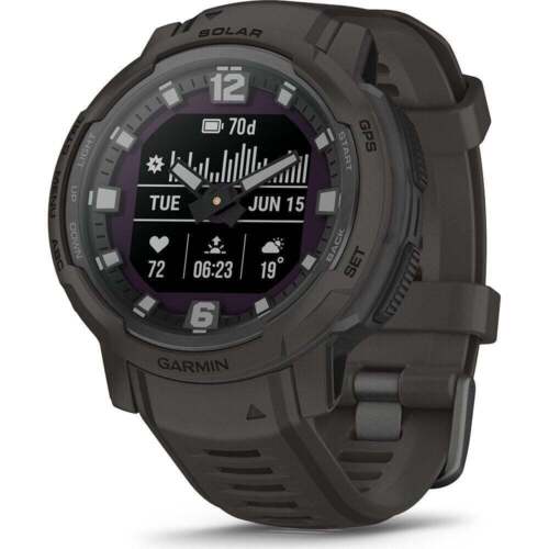 GARMIN INSTINCT SOLAR CROSSOVER Silicone Black Hybrid Smartwatch 010-02730-01 - Picture 1 of 6