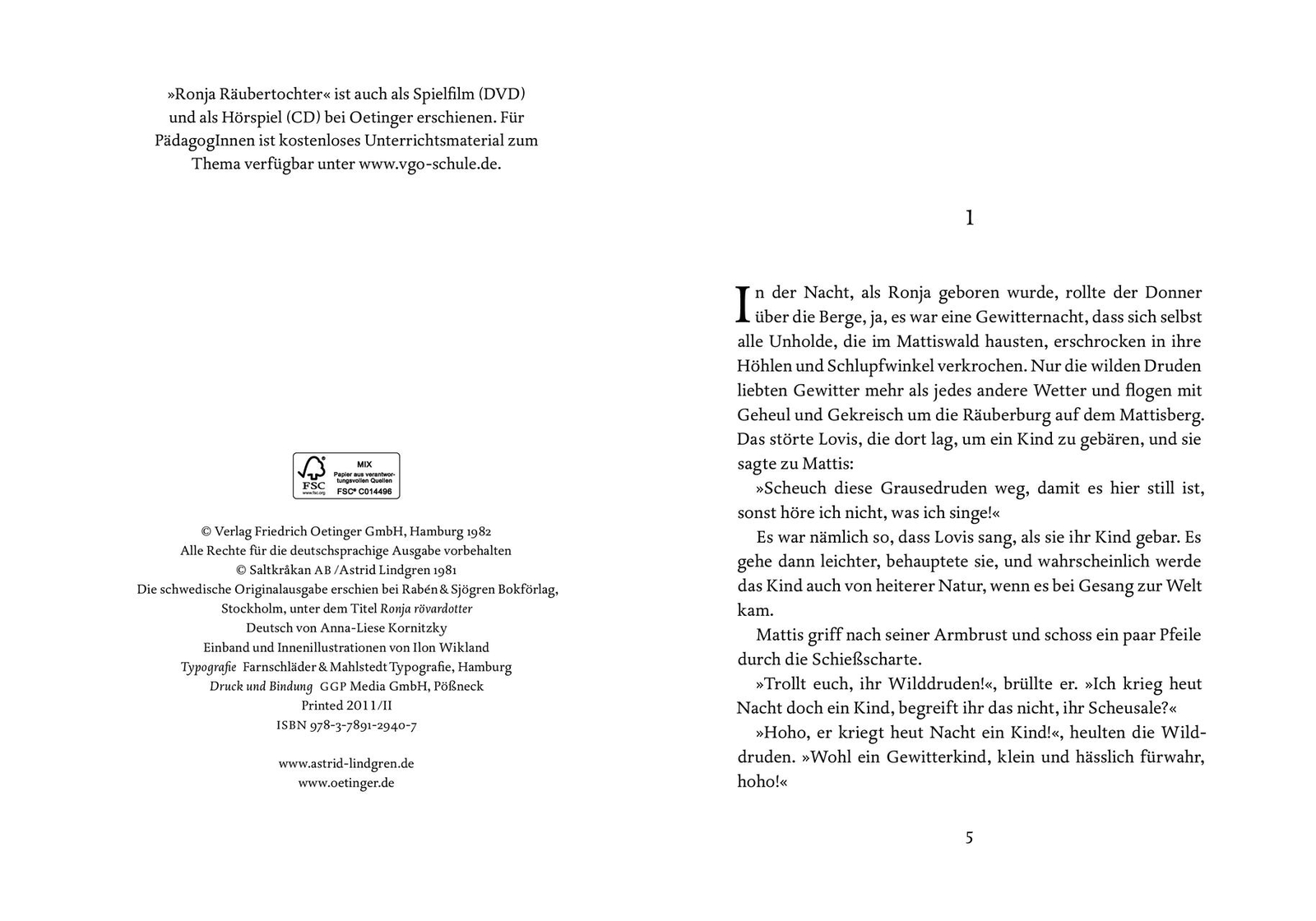 Thumbnail - Ronja, Räubertochter Astrid Lindgren