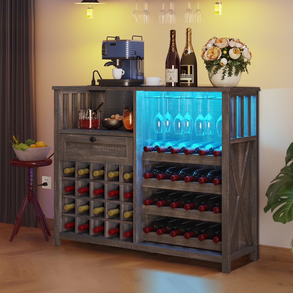 Coffee And Wine Bar Unikito Wine Bar Cabinet With Led Lights And
