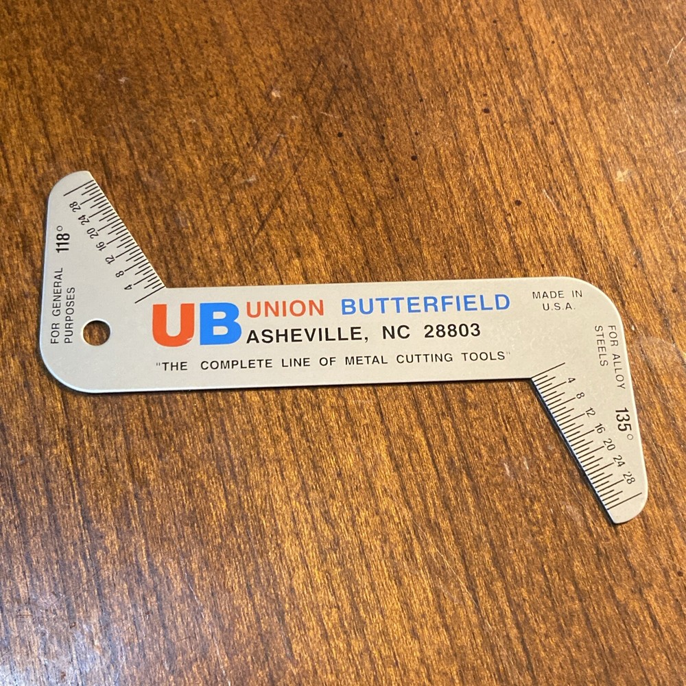 Union Butterfield Twist Drill Point Gauge Asheville NC Machinist Tool 135 118