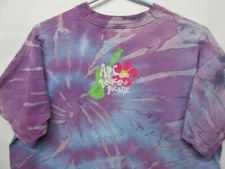 Vtg 80s 90s APC Peace Picnic 60s Tie Dye T shirt Fruit of the Loom Sz L XL Rock
