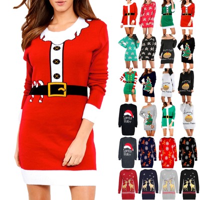 Womens Ladies Knitted Christmas Xmas 