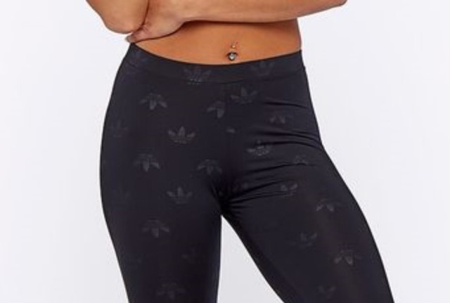 adidas black trefoil taped leggings