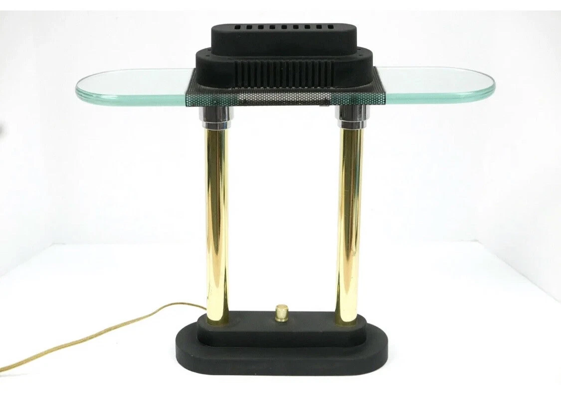 Robert Sonneman Glass Brass Desk or Table Lamp Memphis Postmodern George Kovacs