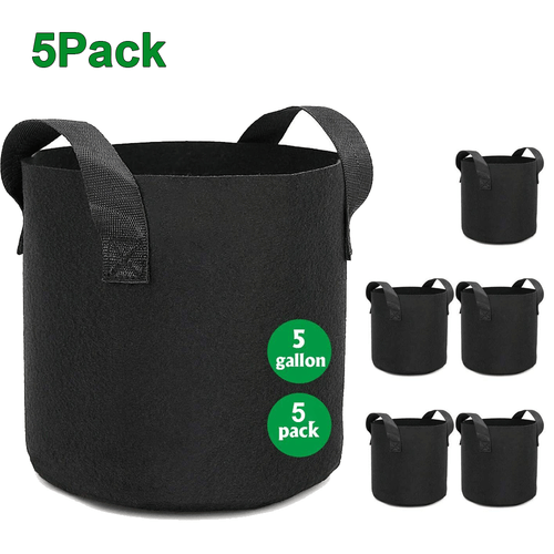 5/10 Pk Plant Grow Bags Fabric Pot Nursery Soil Bag W/Handles Thickened Nonwoven - Picture 19 of 20
