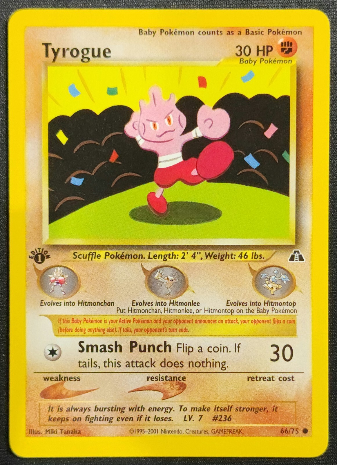 Tyrogue 2001 -Neo Discovery 66/75 1st Edition Pokemon Card