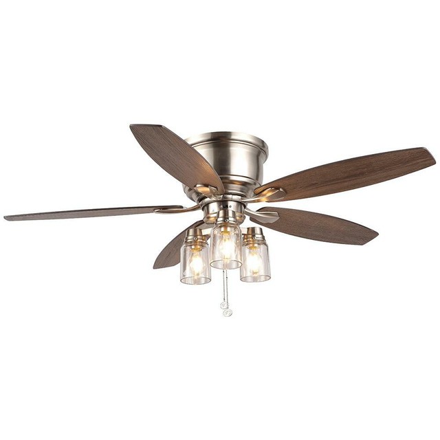 Hampton Bay Stoneridge 52 In Led Indoor Outdoor Brushed Nickel Ceiling Fan For Sale Online Ebay