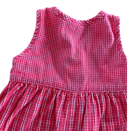 Vintage OshKosh Baby B'Gosh Pink Pink Plaid One Piece Outfit Romper Sz 6-9 month - Picture 6 of 7