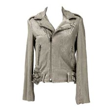 Iro Beige Sequin Accent Moto Jacket | Classic Style