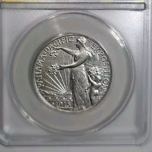 1915 "S/S" Panama Pacific Commemorative Half Dollar 50c ANACS AU50 - Image 4 of 4
