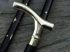 Solid Brass Handle Wooden Walking Stick Cane Vintage Style T-Handle Gift