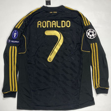 Real Madrid Away Jersey 2011/12 Ronaldo #7 Long Sleeve UCL Patch Size L