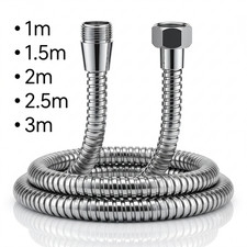 STAINLESS STEEL SHOWER HOSE 0.5M-3M CHROME FLEXIBLE BATHROOM BATH PIPE