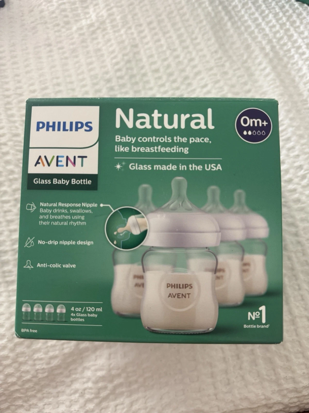 Natural Phillips Avent Baby Glass Bottles Breastfeeding 0m+ Anti Colic BPA FREE