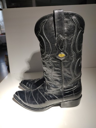 Los Altos Herren Schwarz Echt Aal Western Cowboystiefel J-TOE 990805 Gr. 12 EE Clean - Bild 4 von 7