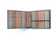 Paul Smith Wallet - Signature Stripe Interior Black Leather Coin Pouch RRP: £200