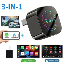 3 in 1 Car Adapter Wireless Carplay, Android Auto, Mirror Link AI Box Plug Play