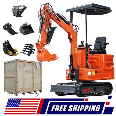 FREE SHIP 1Ton Mini Excavator B&S 13.5HP Crawler Hydraulic Digger + Attachment