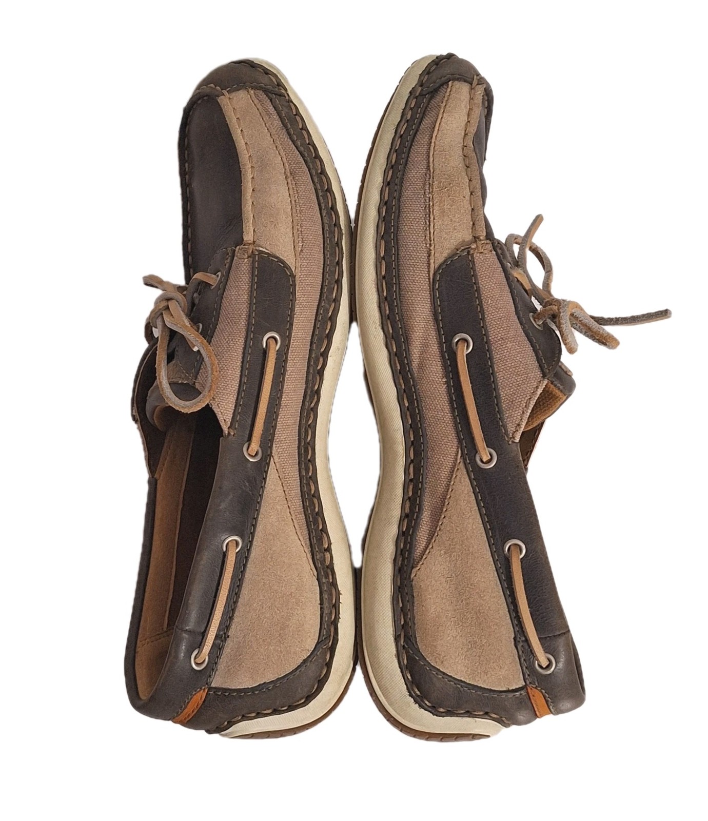 Timberland Annapolis 2 Eye Brown Tan Leather Canvas Shoes Mens Size 10.5 Used image 8