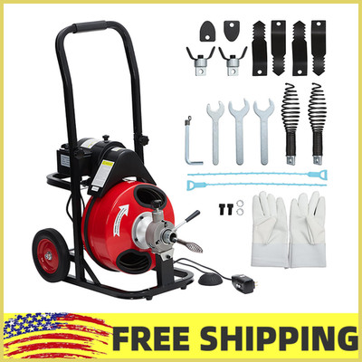 100FT x 1/2'' Portable Drain Cleaner Machine Electric Drain Sewer Auger Cleaning
