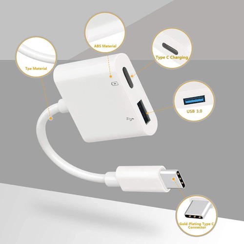USB C OTG Adapter with Power, 2 in 1 C to Female 60W PD White - 第 4/7 張圖片