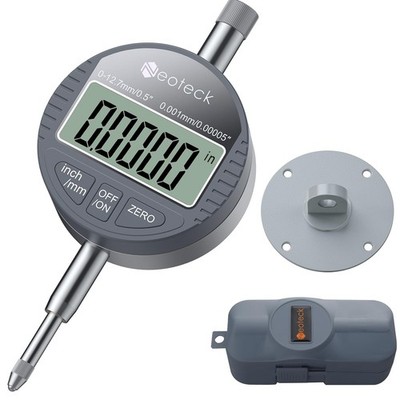 Neoteck DTI Digital Dial Indicator 0.5 0-0.5''/0.00005'', Silver Gray 