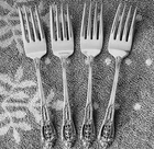 Vintage WALLACE Rose Point Sterling Salad Forks, Set of 4