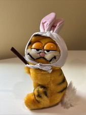 Vintage Garfield Plush Doll Dakin 1981 Bunny Bonnet Carrot On Stick Made Korea