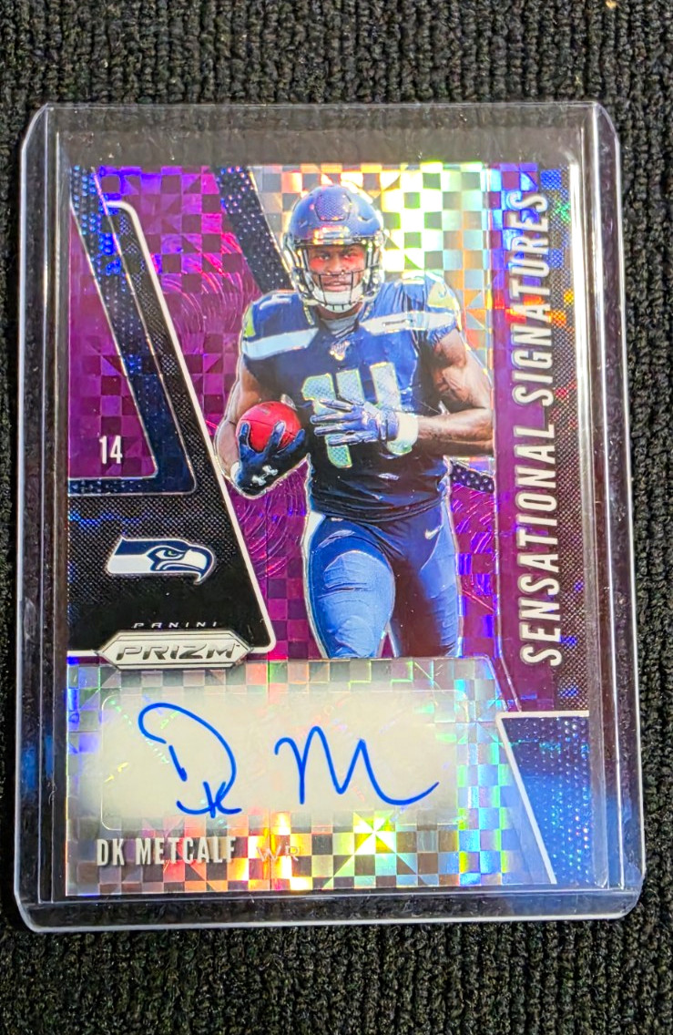 2019 Panini Prizm DK Metcalf Sensational Signatures Purple Power Auto /49