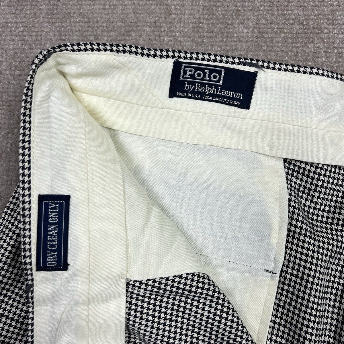 Vintage 80s Polo Ralph Lauren Houndstooth Pleated Dress Pants Mens