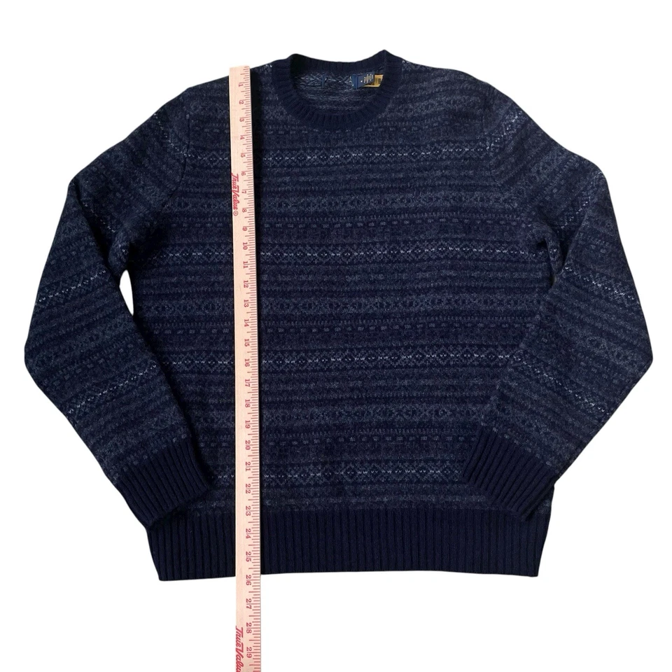 Polo Ralph Lauren Blue Fair Isle 羊毛羊驼圆领毛衣,尺寸 M — 第 2/4 张图片