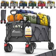 TRESKO® Bollerwagen Faltbar 215L Handwagen Klappbar Kinder Transportwagen Strand