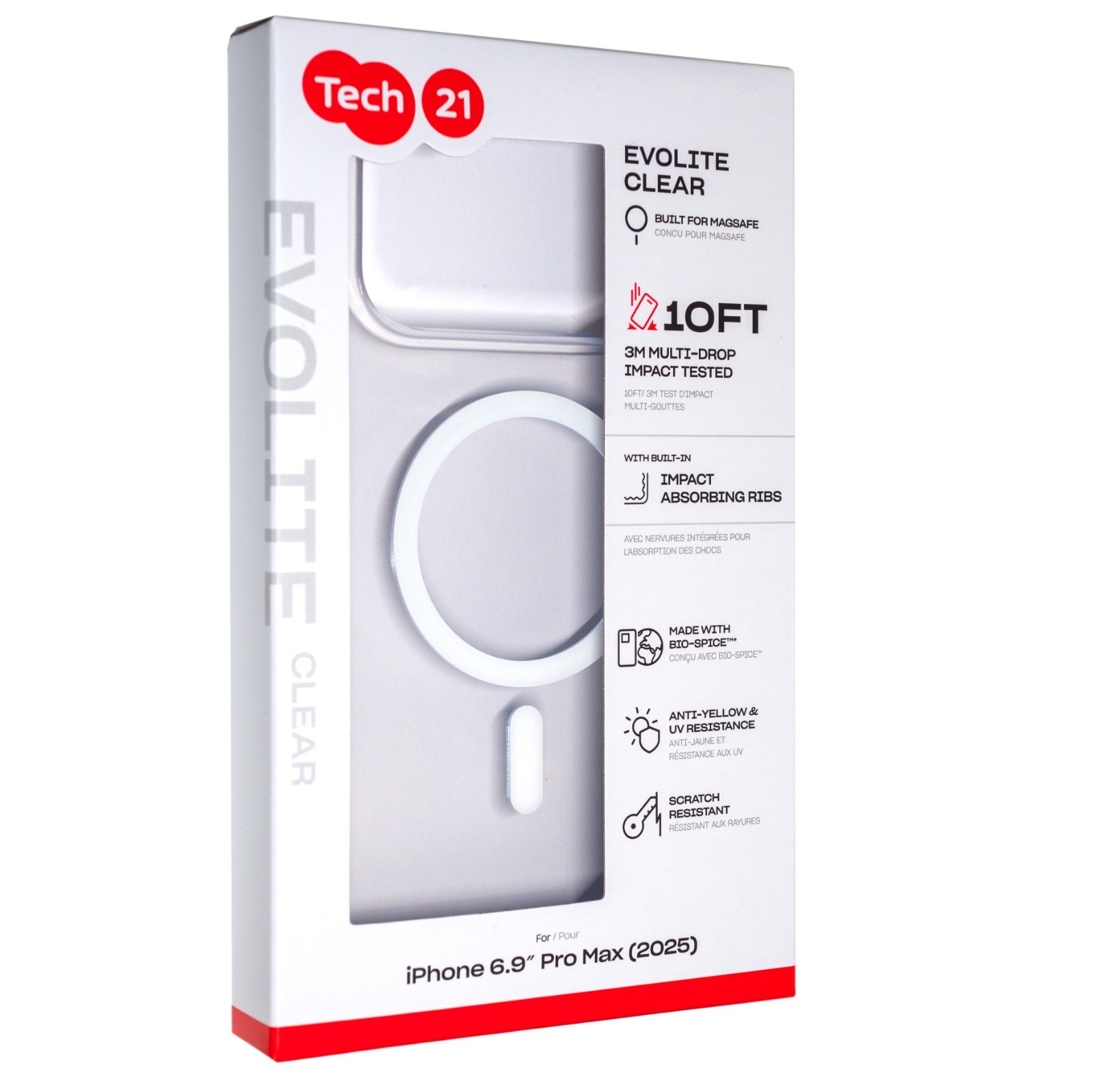 Tech21 Evo Lite Drop Protection Case with MagSafe for iPhone 17 Pro Max - Clear
