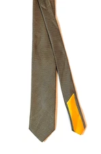 Italo Ferretti silk neck tie Gold Black Micro Geometric pattern New with tags