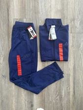 Men’ Blue Adidas Tricot Tracksuit: Jacket + Pants ( Size Medium )