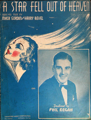 A Star Fell Out of Heaven Vintage Sheet Music Phil Regan Cover 1936