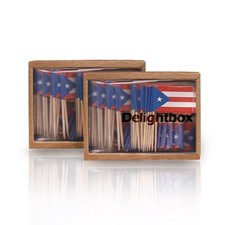 DelightBox 2 Boxes Mini Toothpick Flags (Puerto Rico) red, white, blue