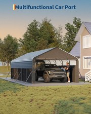 12x24 ft Metal Carport Enclosed ,Heavy Duty S...