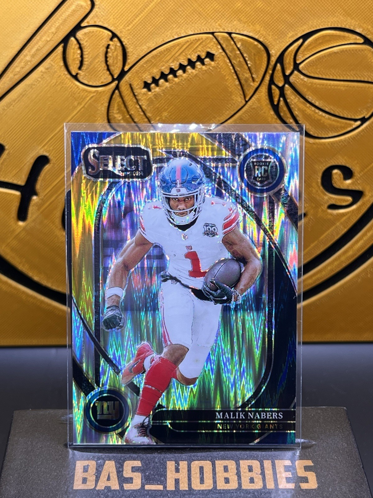 2024 Panini Select Club Level Malik Nabers Black And Gold Shock RC #220