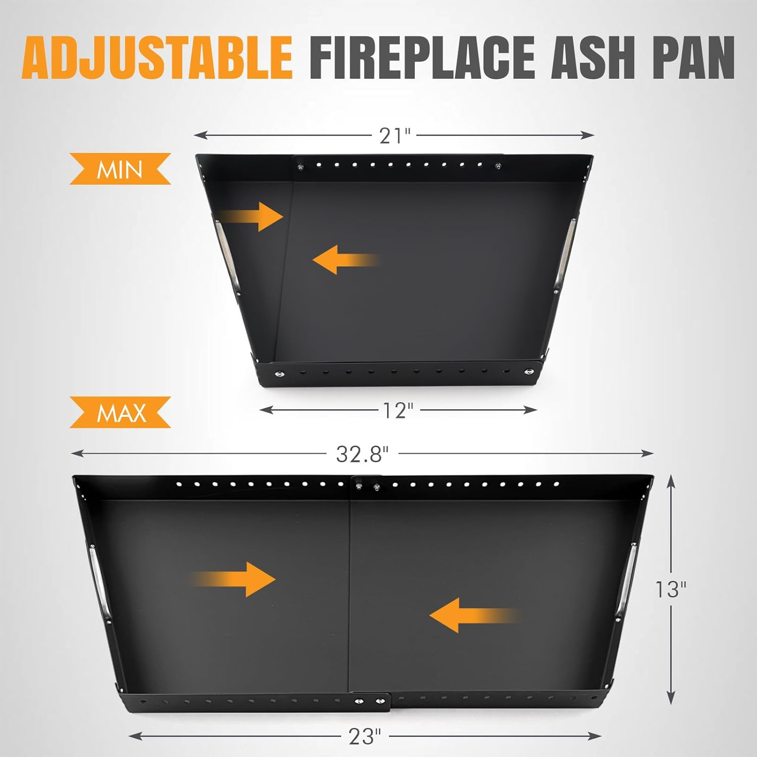 Adjustable Fireplace Tray for Ash Collection, Expandable Ash Pan for up to 31" F